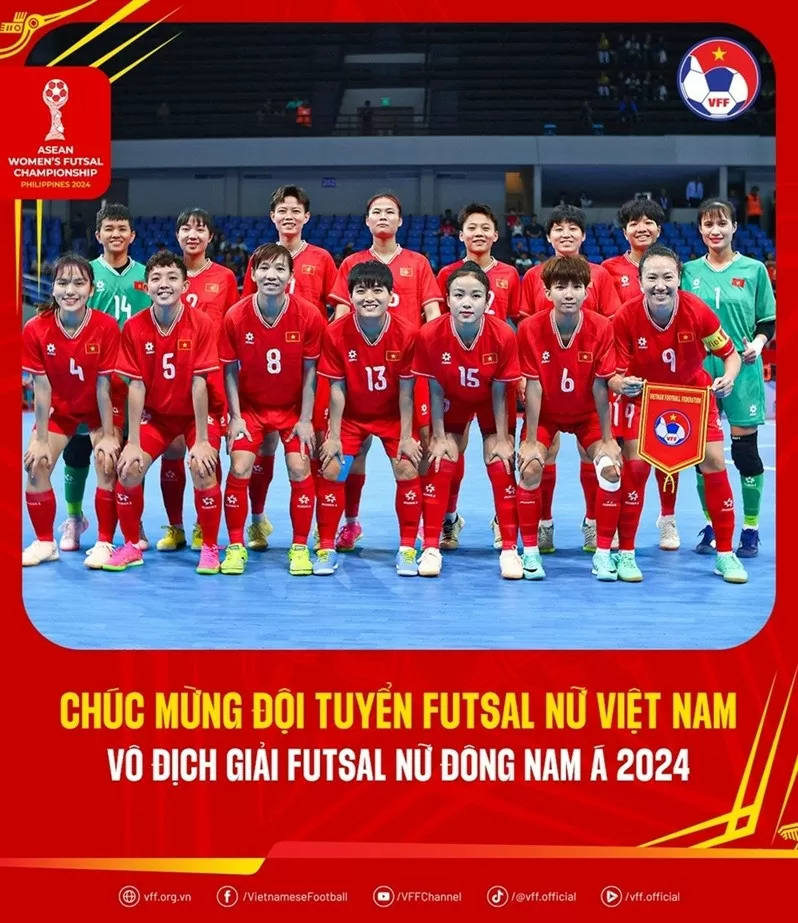 Đội tuyển futsal nữ Việt Nam vô địch giải futsal nữ Đông Nam Á 2024